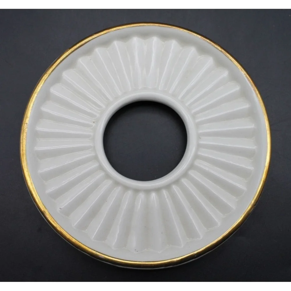Gerold Porzellan Bavaria Bisque Doves Tealight Candle Holder White Red Gold Trim